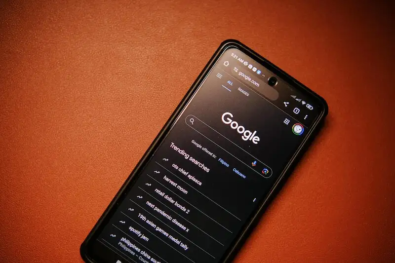 The image shows a smartphone screen on google's page