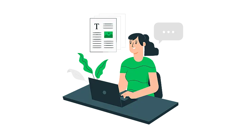 Imagem vetorizada de uma pessoa sentada escrevendo email no computador