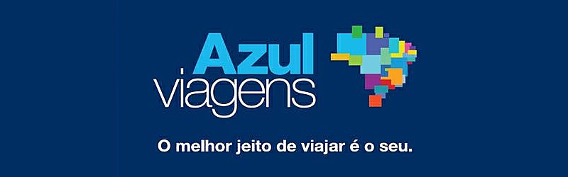 Logo Azul Viagens com frase: o melhor jeito de viajar é o seu