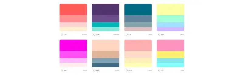 Diversas paletas de cores do Color Hunt
