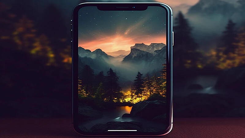 Imagem de três celulares com wallpaper