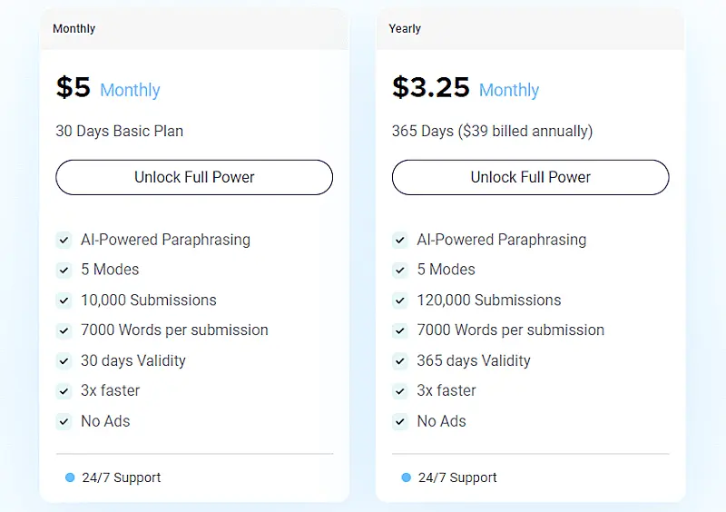 Paraphrase Online pricing