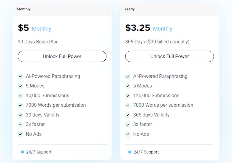 Paraphrase Online pricing