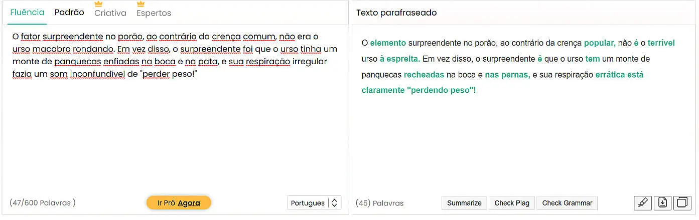 Uso do Parafraseador.io
