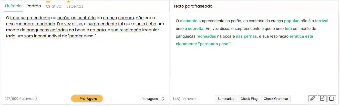 Uso do Parafraseador.io