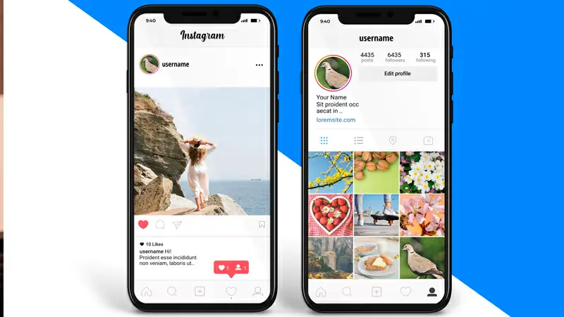 Perfil de instagram em uma tela de celular