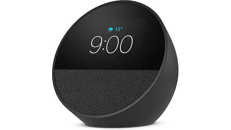 foto que mostra um Echo Spot na cor preta