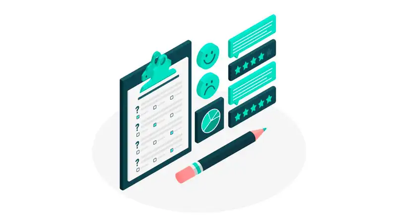 elementos isométricos que compõe uma pesquisa de satisfação