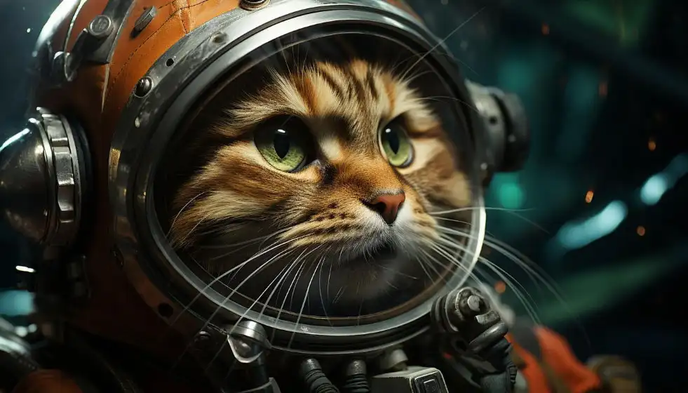 Gato con ropa de astronauta