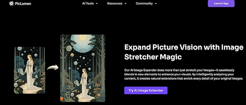 PicLumen AI image extender page