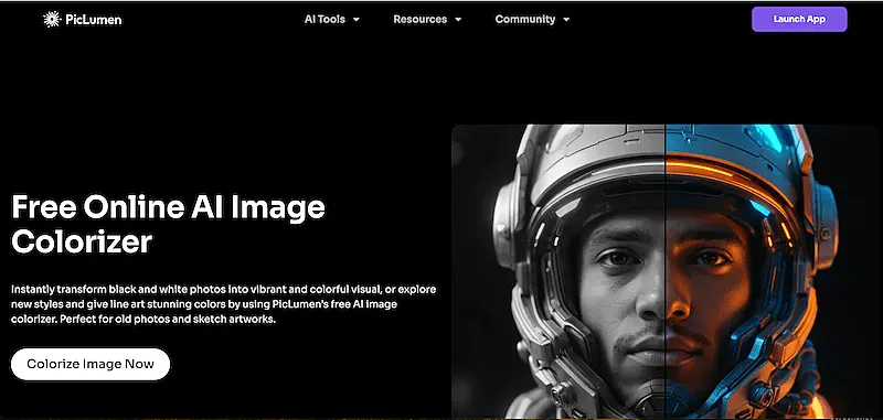 PicLumen AI image colorizer page