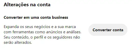 Recorte da pagina de alteração da conta