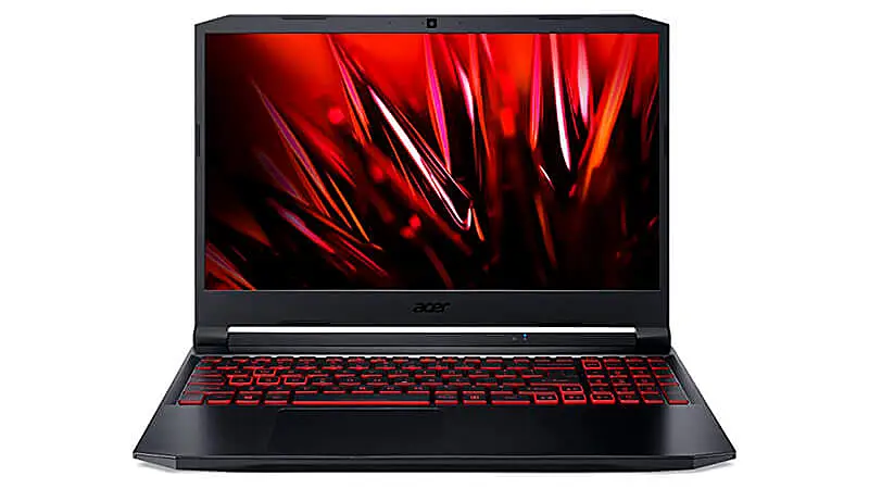 imagem de um Acer Nitro 5 com teclado retro iluminado em vermelho