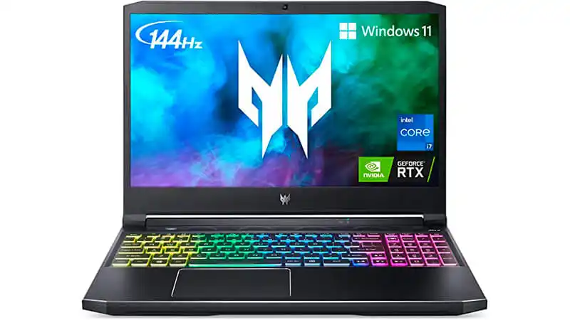 imagem de um notebook Predator Helios 300 com teclado retro iluminado em RGB