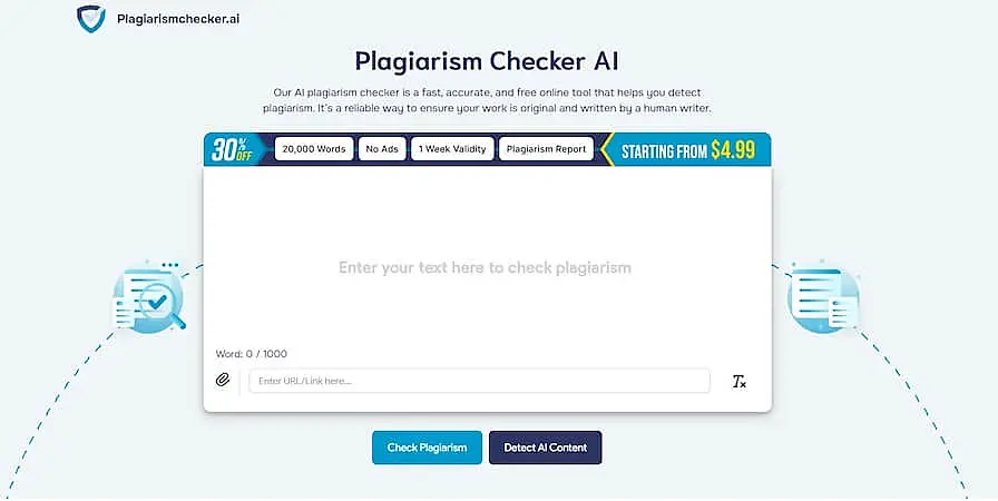 Plagiarism Checker AI page