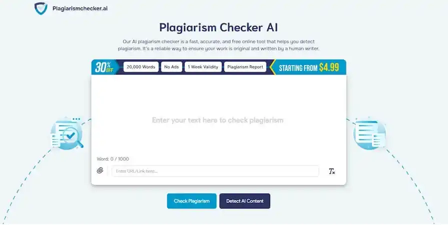 Plagiarism Checker AI page