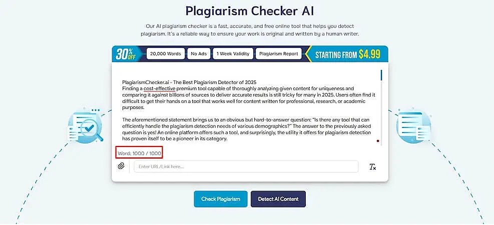 Plagiarism Checker AI use example