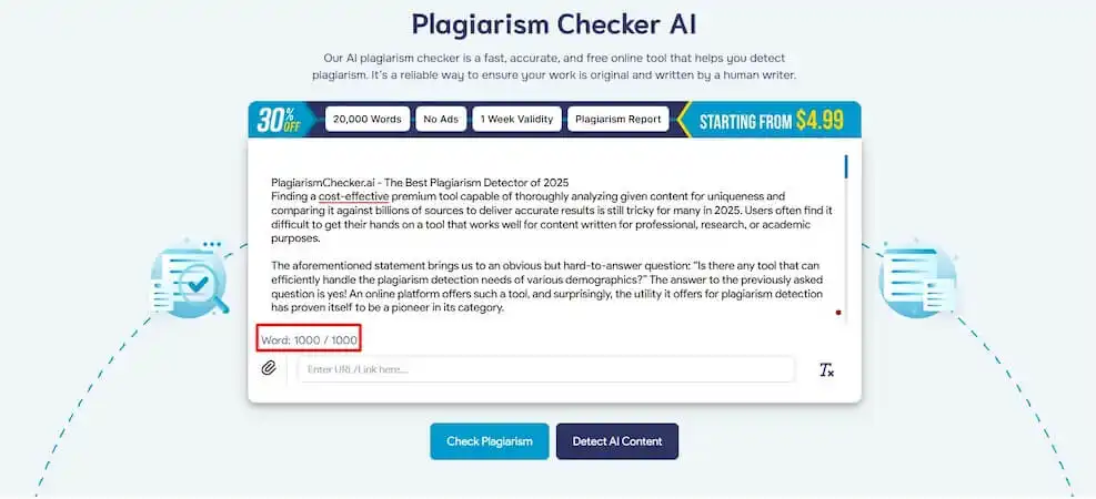 Plagiarism Checker AI use example
