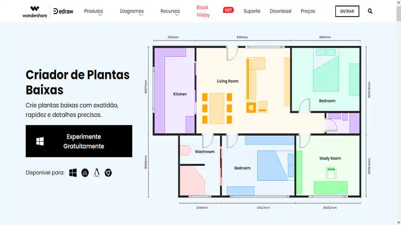 Planta baixa online Captura da tela do Edraw