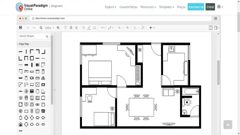 Planta baixa online Captura de tela do Visual Paradigm