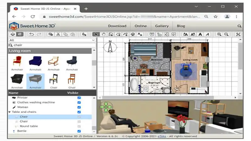 Planta Baixa online Captura de tela do Sweet Home 3D