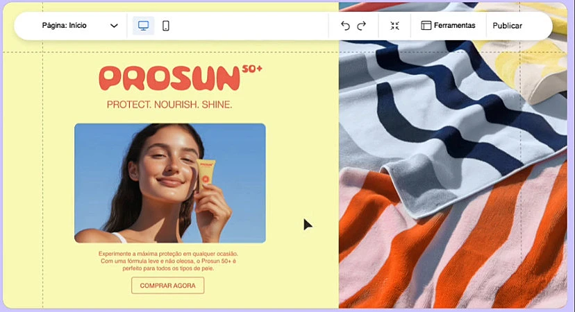 Captura de tela do Wix