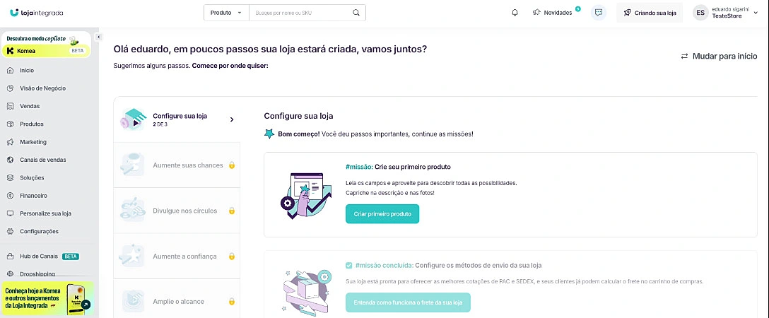 Captura de tela do Loja Integrada