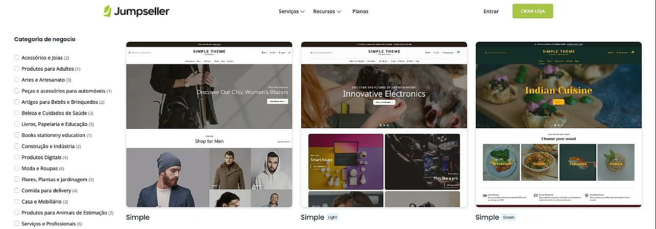 Captura de tela do Jumpsellet