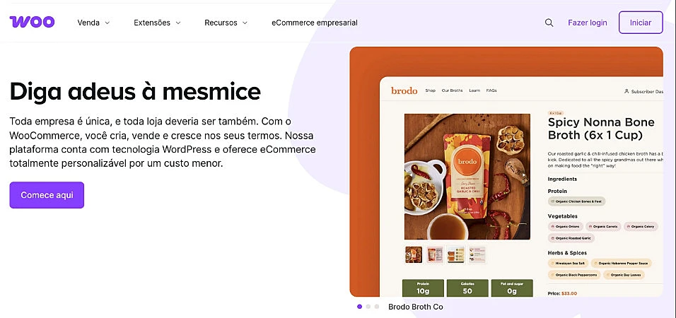 Captura de tela do Woo