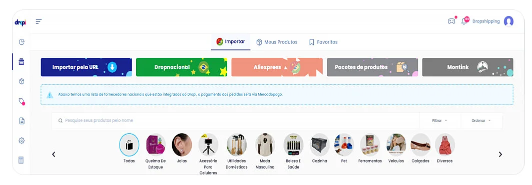 Captura de tela do Drop Nacional