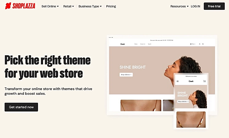 Captura de tela do Shoplazza