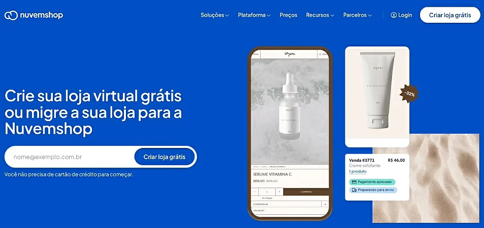 Captura de tela do Nuvemshop