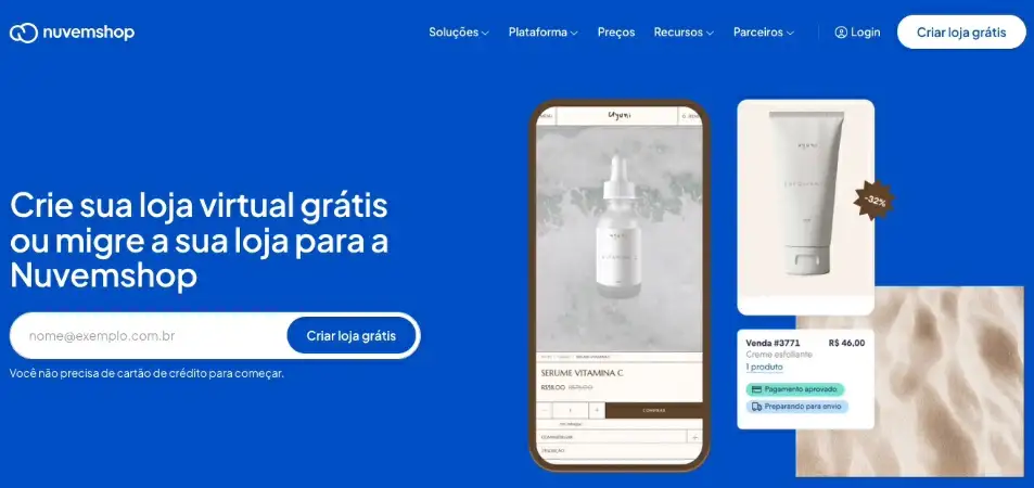 Captura de tela do Nuvemshop