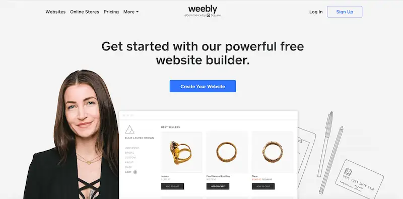 Popular CMS platforms - Weebly Weebly page