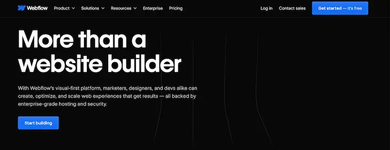 Popular CMS platforms - Webflow Webflow page