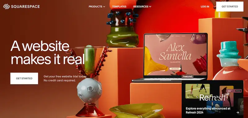 Popular CMS platforms - SquareSpace SquareSpace page