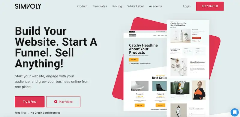Popular CMS platforms - Simvoly Simvoly page