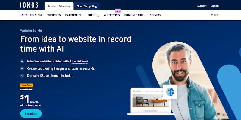 Popular CMS platforms - Ionos Ionos page