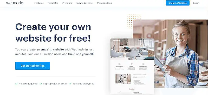 Webnode home page