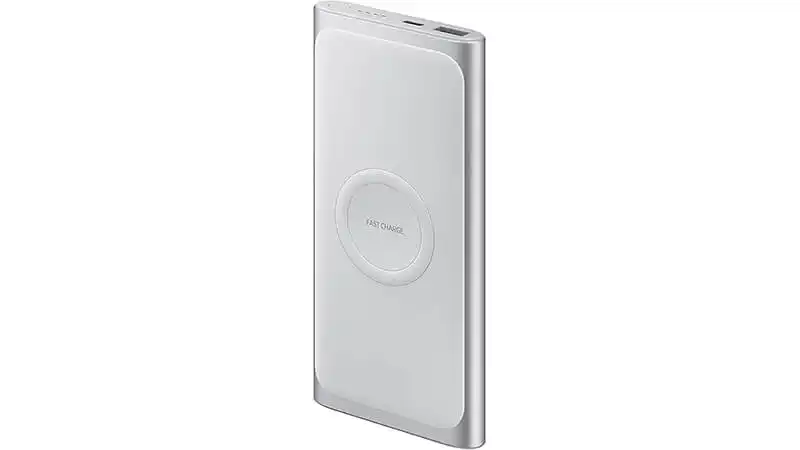 imagem de um power bank Samsung na cor branca