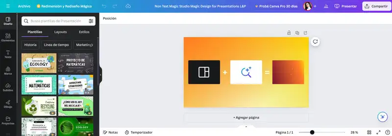 Crear presentaciones con IA Canva