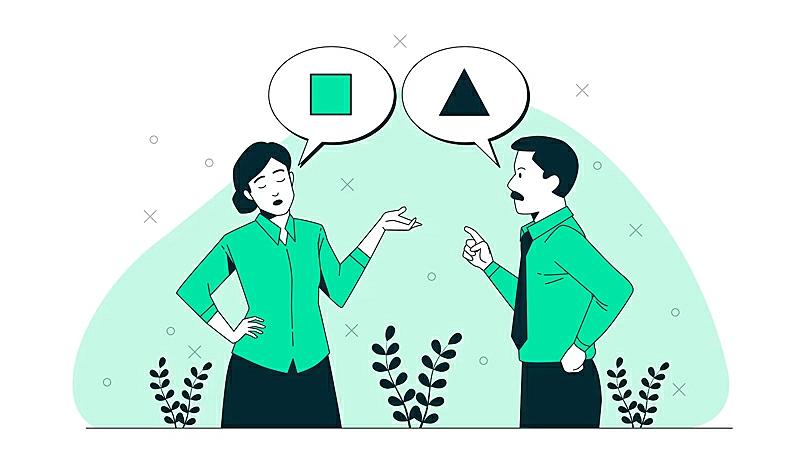 Imagem de dois homens conversando com latas conectadas com fio