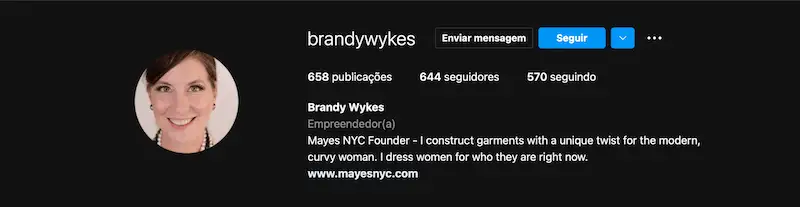 Brandy Wykes Instagram bio