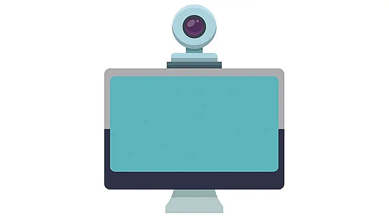Ilustração de um notebook e uma câmera conectada