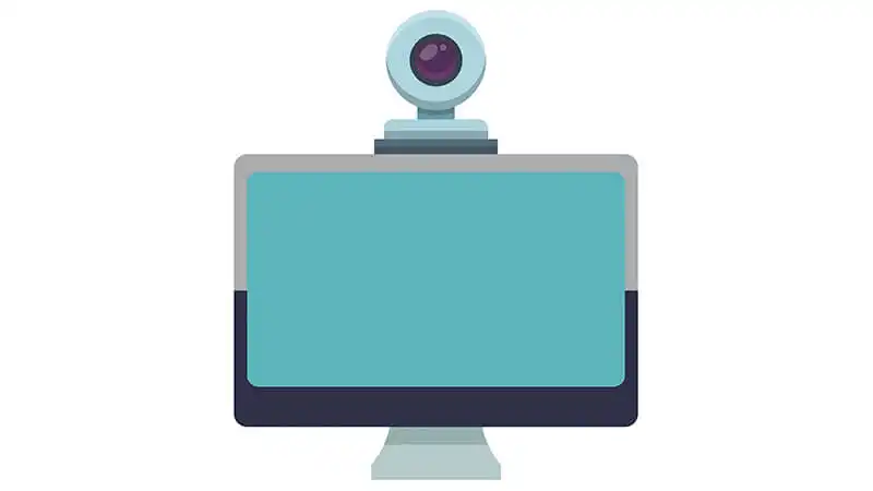 Ilustração de um notebook e uma câmera conectada
