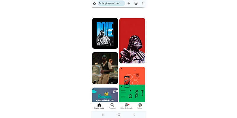 captura do pwa progressive web app pinterest em um dispositivo mobile