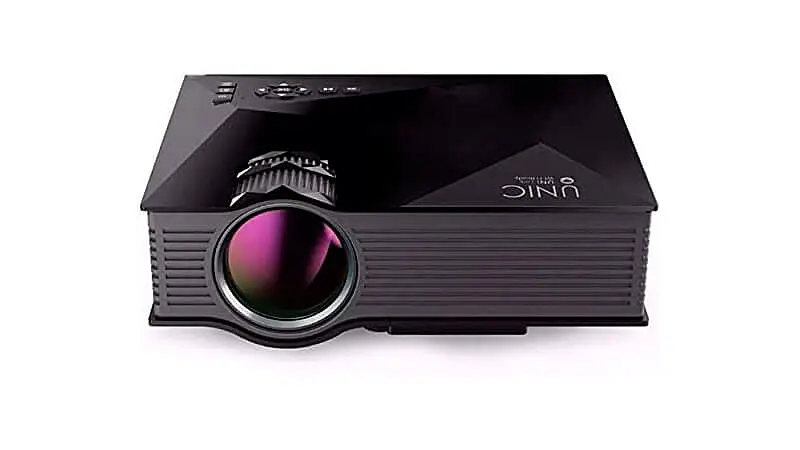 imagem de um mini projetor para celular da UNIC na cor preta