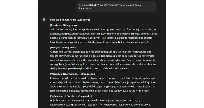 imagem mostrando um exemplo de prompt para chatGPT