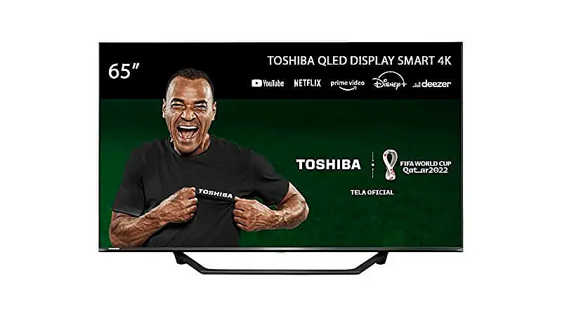 imagem de uma smart TV Toshiba de 65 polegadas