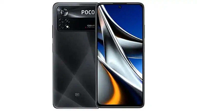 imagem que mostra a parte de traseira e frontal de um Xiaomi Poco X4 Pro